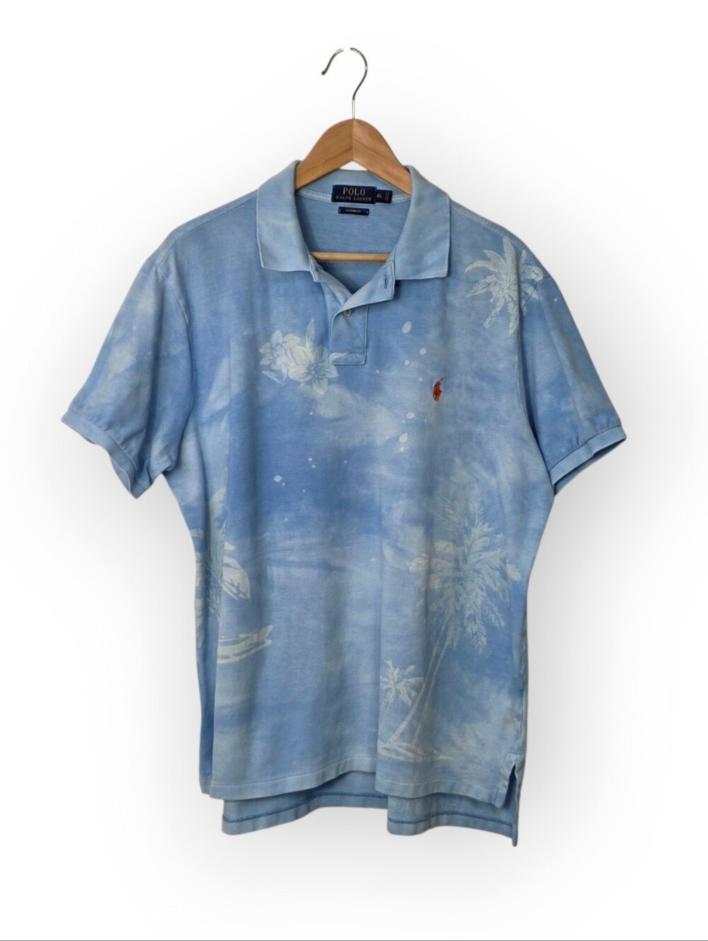 Polo Ralph Lauren Palm Tree Tie Dye Tropical Custom Slim Men's Polo Shirt XL